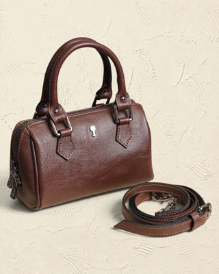 Borsa a mano strutturata Benheart | Made in Italy, Made with Heart in pelle di agnello marrone con tracolla rimovibile