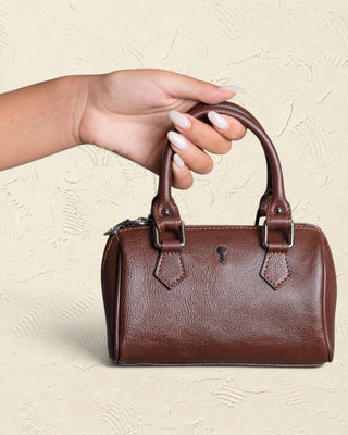 Borsa a mano strutturata Benheart | Made in Italy, Made with Heart in pelle di agnello marrone con manici superiori