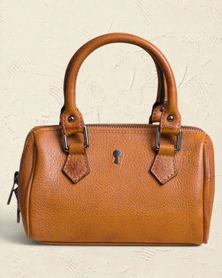 Borsa a mano strutturata Benheart | Made in Italy, Made with Heart in pelle di agnello color cuoio con zip