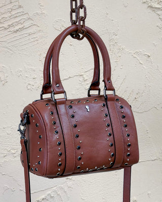 Women's Studded Leather Bowler Bag - DOM MAGIC