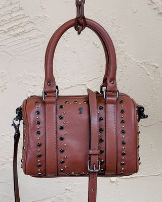 Women's Studded Leather Bowler Bag - DOM MAGIC