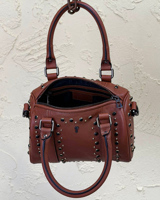 Women's Studded Leather Bowler Bag - DOM MAGIC