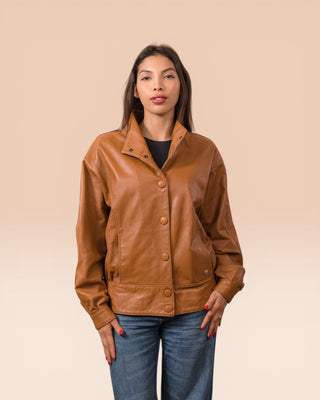 Giacca oversized in pelle di agnello - ANIKA