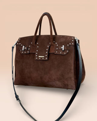 Borsa in camoscio borchiata - GINEVRA MEDIUM