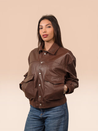 Giacca Oversize in Pelle di Agnello - HAJAR