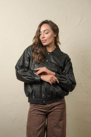 Women’s Oversized Leather Jacket - JASMINE