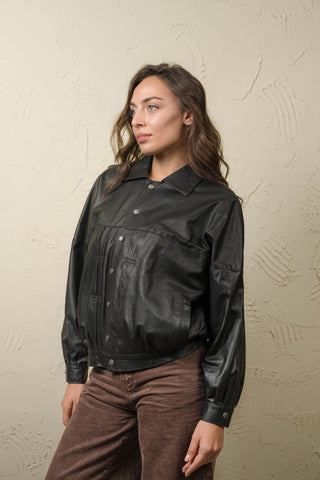 Women’s Oversized Leather Jacket - JASMINE