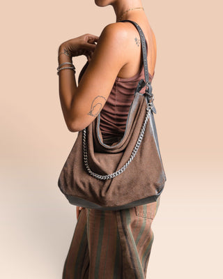 Women’s Double Suede and Leather Bag - VENICE
