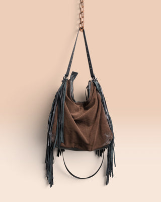 Women’s Lamb Suede Fringe Bag - VENICE
