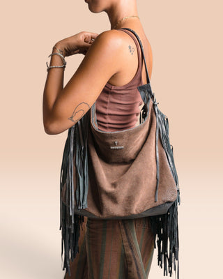 Women’s Lamb Suede Fringe Bag - VENICE