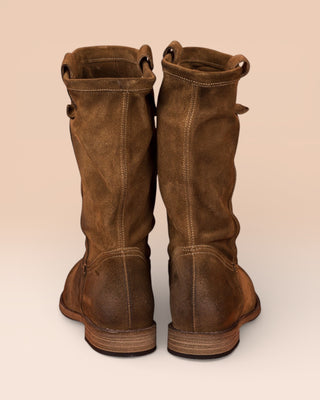 Benheart Agnese 5555 women’s taupe suede leather boots, rear view.