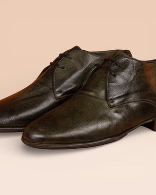 Benheart Amato 5999 men's lace-up leather Derby shoes in Bosco color, close up.
