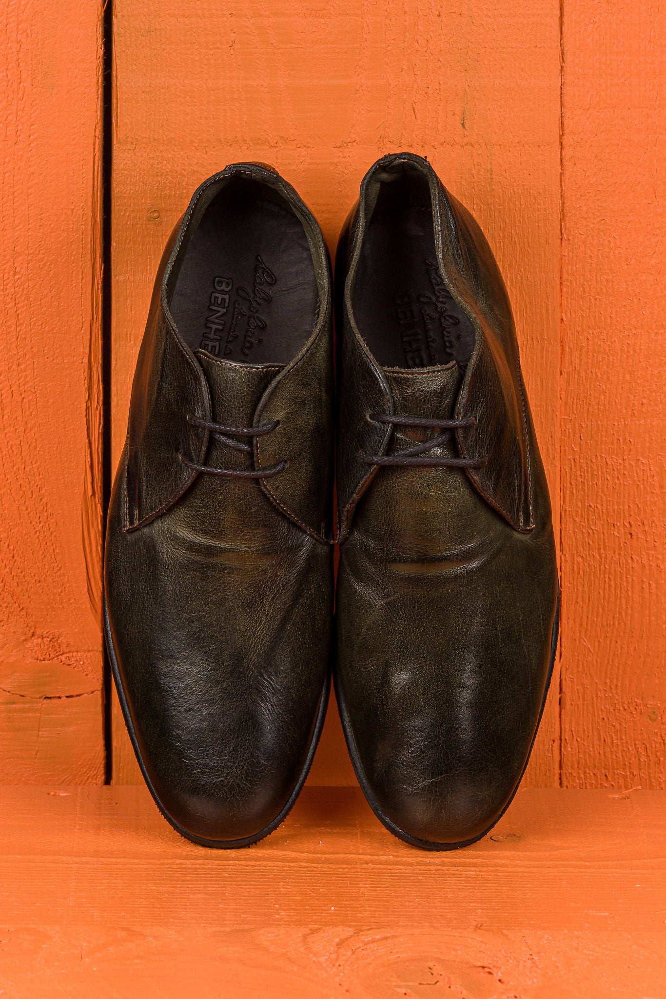 Benheart Amato 5999 men's lace-up leather Derby shoes in Bosco color, top view.