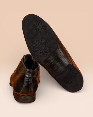 Benheart Amato 5999 men's leather Derby shoes in bosco, rear view showing Vibram sole.