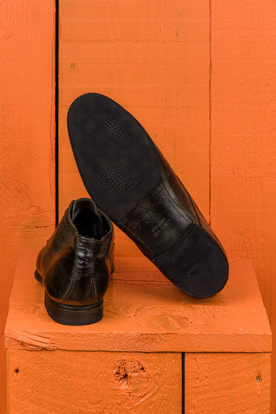 Benheart Amato 5999 men's leather Derby shoes in bosco, rear view showing Vibram sole.