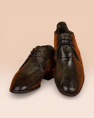 Benheart Amato 5999 men's lace-up leather Derby shoes in Bosco color, front angled and top view.