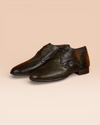 Benheart Amato 5999 men's lace-up leather Derby shoes in Bosco color, front angled view.