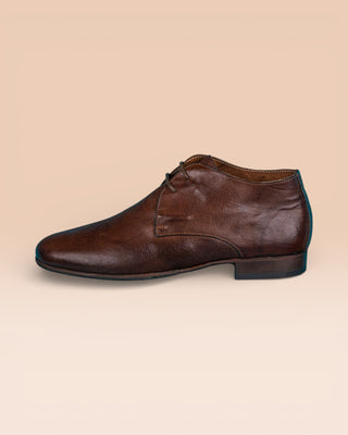 Benheart Amato 5999 men's lace-up leather Derby shoes in marrone brown color, side view.