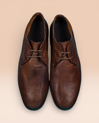 Benheart Amato 5999 men's lace-up leather Derby shoes in brown color, top view.