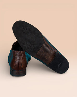 Benheart Amato 5999 men's leather Derby shoes in brown, rear view showing Vibram sole.