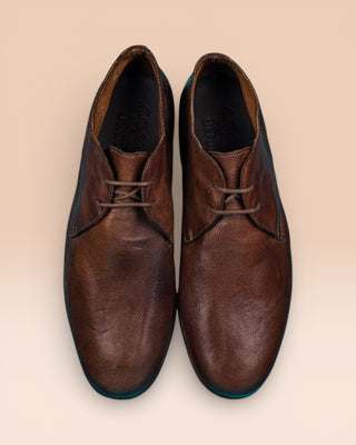 Benheart Amato 5999 men's lace-up leather Derby shoes in brown color, top view.