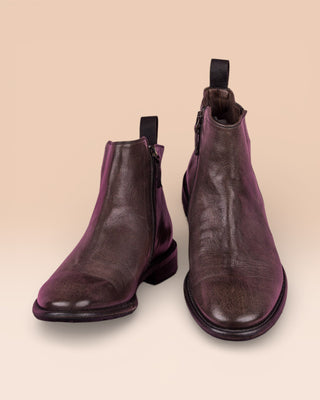 Front and angled top view of the Aufiero 1434 Chelsea boots in pietra fumo stone grey leather by Benheart.


