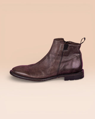 Side view of the Aufiero 1434 men’s Chelsea boot in pietra fumo stone grey leather by Benheart.