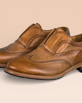 Buffalo Leather Slip-On Brogue Shoes - MARTELLI D530