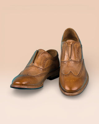 Buffalo Leather Slip-On Brogue Shoes - MARTELLI D530