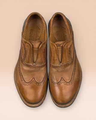 Buffalo Leather Slip-On Brogue Shoes - MARTELLI D530