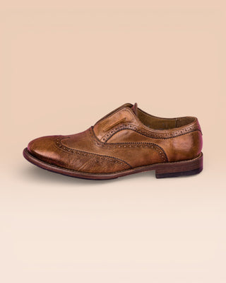 Buffalo Leather Slip-On Brogue Shoes - MARTELLI D530
