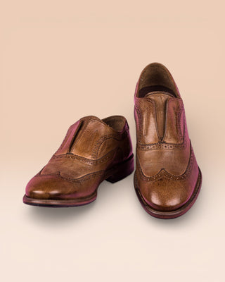 Buffalo Leather Slip-On Brogue Shoes - MARTELLI D530
