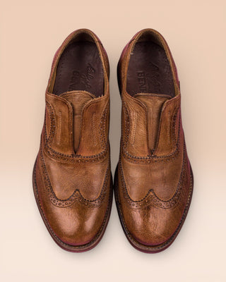 Buffalo Leather Slip-On Brogue Shoes - MARTELLI D530