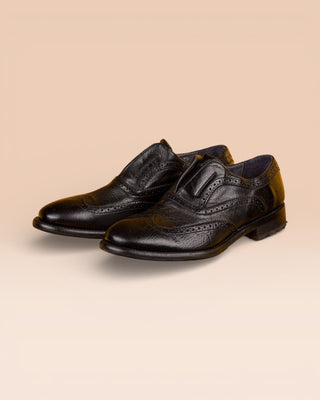 Buffalo Leather Slip-On Brogue Shoes - MARTELLI D530