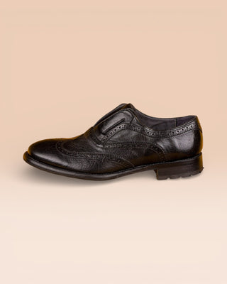Buffalo Leather Slip-On Brogue Shoes - MARTELLI D530