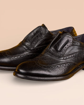 Buffalo Leather Slip-On Brogue Shoes - MARTELLI D530