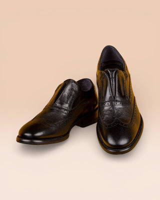 Buffalo Leather Slip-On Brogue Shoes - MARTELLI D530