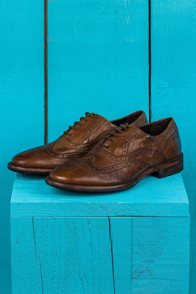 Benheart Morelli 7319 men’s leather derby brogue shoes in moor color, front angled view.