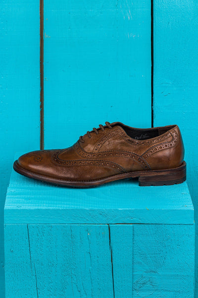 Benheart Morelli 7319 men’s leather derby brogue shoes in moor color, side view.