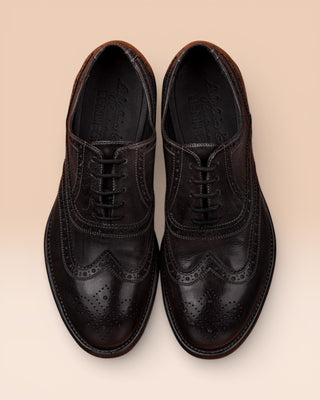 Benheart Morelli 7319 men’s leather derby brogue shoes in pietra fumo stone grey color, top view.