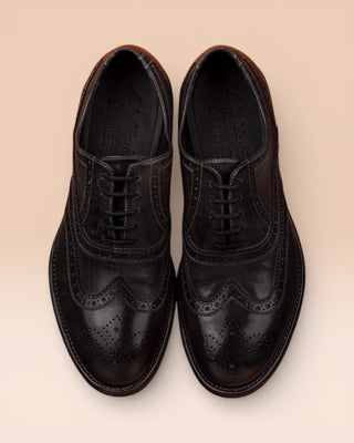 Top view of Benheart Morelli 7319 men’s leather derby brogue shoes in pietra fumo stone grey color.