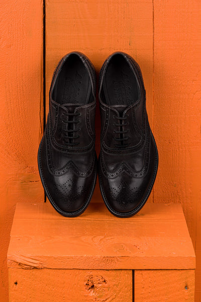Top view of Benheart Morelli 7319 men’s leather derby brogue shoes in pietra fumo stone grey color.