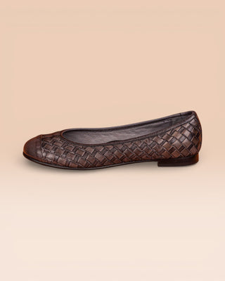 Side view of Benheart Pagnini B971 woven leather ballet flats in smoky grey.