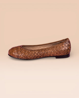 Side view of Benheart Pagnini B971 woven leather ballet flats in moor.