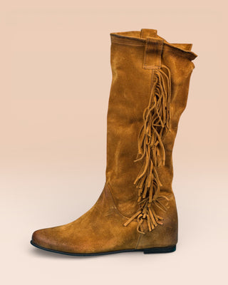 Benheart Vanni ST1722 women’s suede fringe boot in Cerro, side view